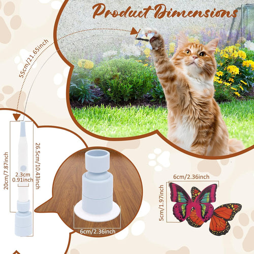 Butterfly Cat Toy, Electric Butterfly Toy Butterfly Cat Toy Wand with Suction Cup and 2 Butterfly Refills for Play Stimulate Instinct Interactive Cat Toy (Blue Rechargeable)